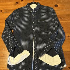 JB Holt Men's Long Sleeve Standard Fit Size M Navy Blue W/ Geometric Pattern